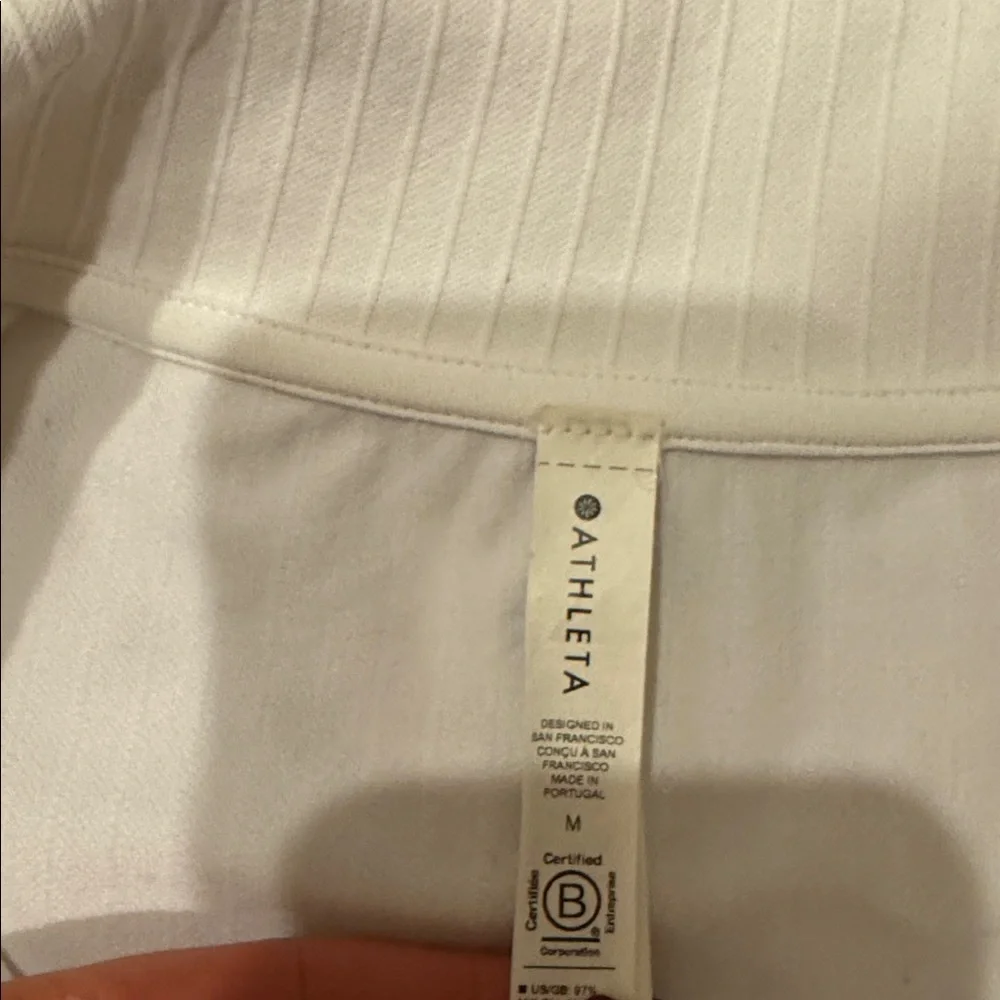 Athleta White Ribbed Button Down Long Sleeve Top - Picture 2 of 7